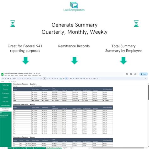 Payroll Template Google Sheets With Pay Stub Weekly Employee - Etsy