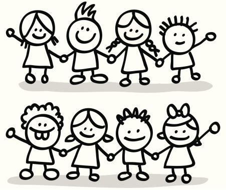 outline of children holding hands - Clip Art Library