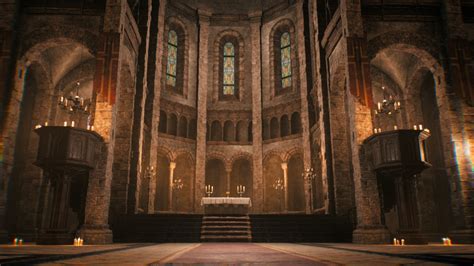 Modular Romanesque Cathedral Interior in Environments - UE Marketplace