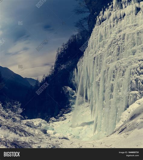 Frozen Waterfall Night Image & Photo (Free Trial) | Bigstock