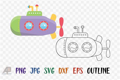 Submarine Outline Clipart Graphic by Actual Pixel · Creative Fabrica