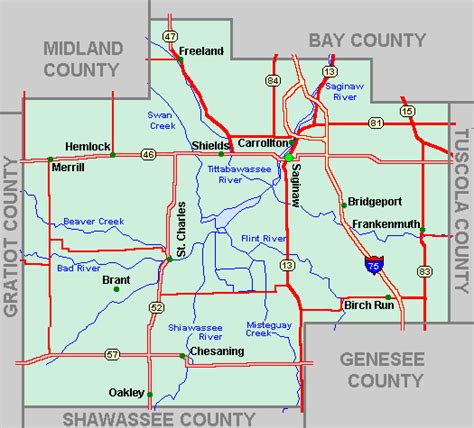 Saginaw County Map Tour lakes snowmobile ATV rivers hiking hotels ...