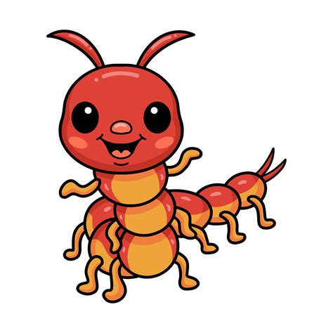 Cute little centipede cartoon character 12851547 Vector Art at Vecteezy