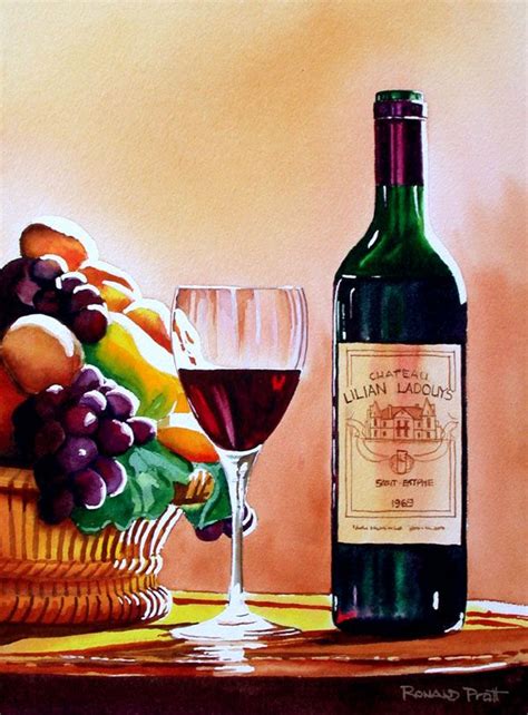 Ronald Pratt Watercolors | Wine Bottle and Fruit Paintings