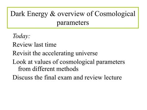 PPT - Dark Energy & overview of Cosmological parameters PowerPoint ...