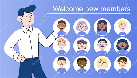 Premium Vector | Welcome new members illustration with various characters