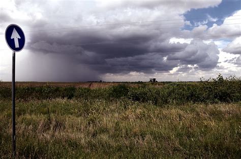 Downburst Thunderstorm Summer Weather West Texas Tornado Shelter Sign Clouds Sky Sunflowers Rain ...