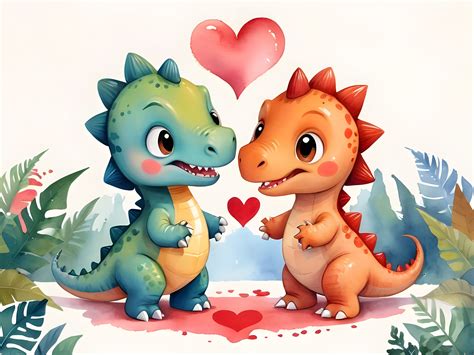 Cute Dinosaur Couple Making Love Graphic by A.I Illustration and ...