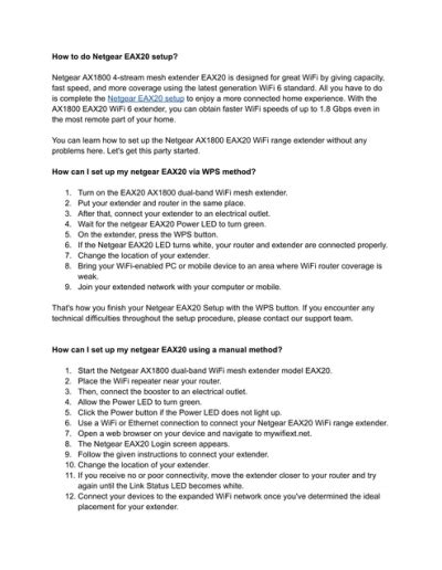 How to do Netgear EAX20 setup - Google Docs