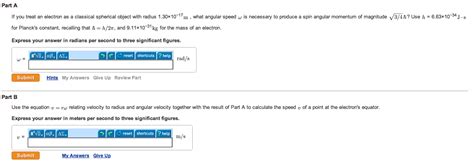 Solved If you treat an electron as a classical spherical | Chegg.com