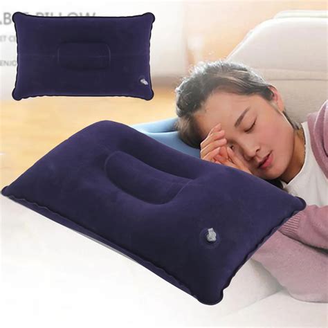 Durable Portable Fold Outdoor Travel Sleep Pillow Air Inflatable Cushion Break Travel Plane ...