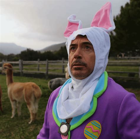 Robert Downey Jr. in an Easter Bunny costume with alpacas : r ...