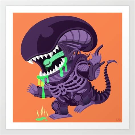 Cute Xenomorph Art Print by Nocturnallygeekyme | Society6 Wonderland ...