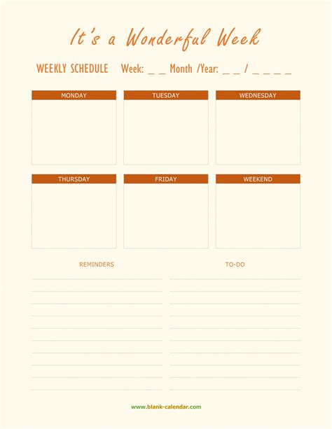 Weekly Schedule Template Word Document