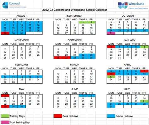 Concord Junior School - Term Dates