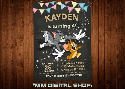 Tom and Jerry Birthday Invitation Printable | Etsy