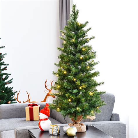 Topbuy 3'Tabletop Christmas Tree Pre-Lit Warm White LED Battery Operated w/ Lights & Timer ...