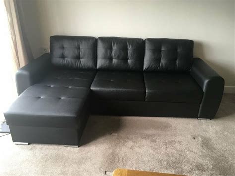 BLACK FAUX LEATHER CORNER SOFA BED | in Poole, Dorset | Gumtree