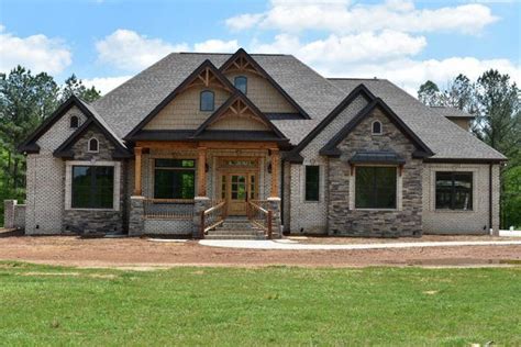 Rustic Stone and Brick House | Stone house plans, Modern brick house, Craftsman house plans