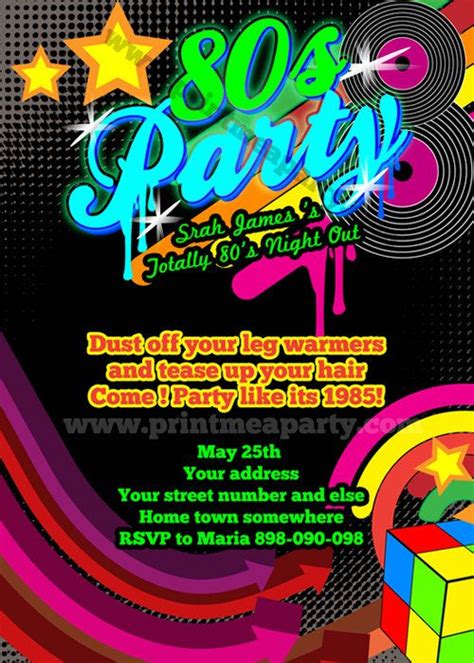 Totally 80's Bling and Neon Birthday party invitation. $14.00, via Etsy. | Invitaciones de ...