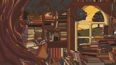 The Willow Library, pixel art wallpaper by citrusmillie on Newgrounds