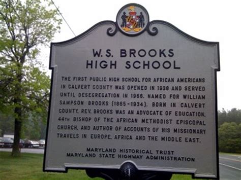 W.S. Brooks High School - Maryland Historical Markers on Waymarking.com