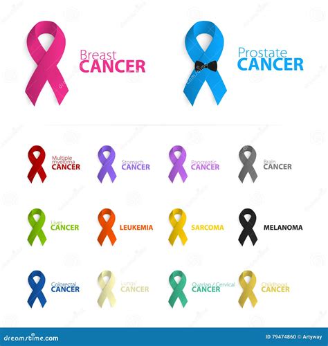 Isolated Colorful Ribbon Logo Set On The White Background. Against Cancer Logotype. Stop ...