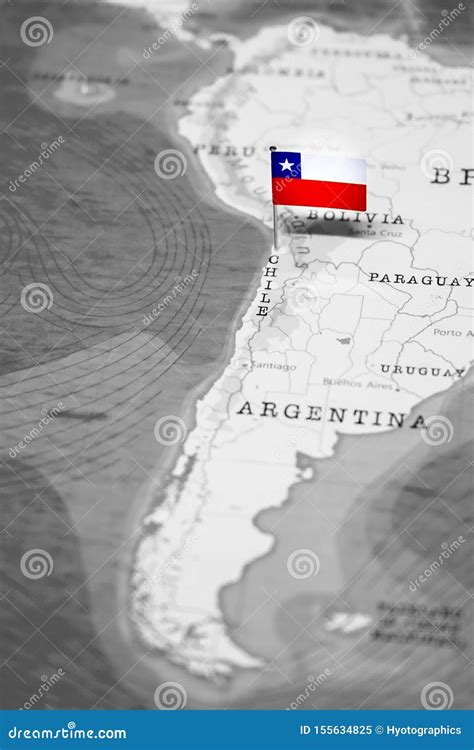 The Flag of Chile in the World Map Stock Image - Image of cities ...