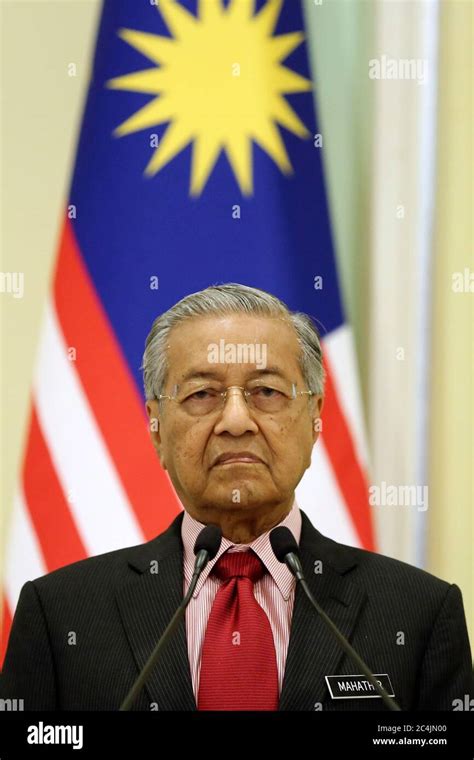 Malaysia Prime Minister, Tun Dr Mahathir Mohamad speaks during a press ...