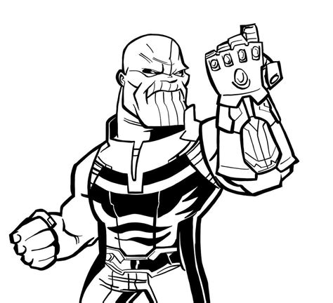 Thanos in Avengers Endgame performs his strength by using Infinity Gauntlet Coloring Page - Free ...