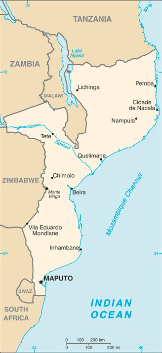 Mozambique Map (Political) - Worldometer