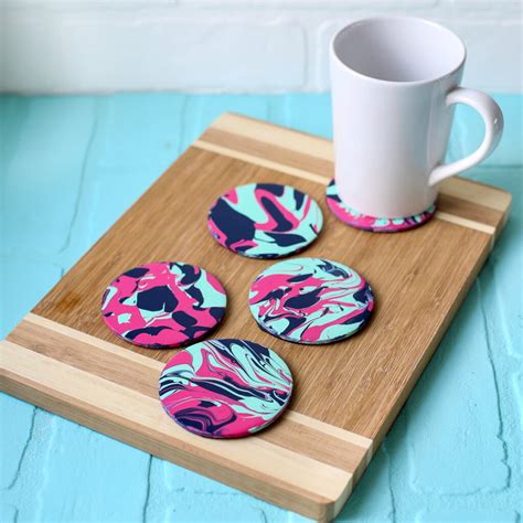 Paint Pour Coasters Craft Idea - Sugar Bee Crafts