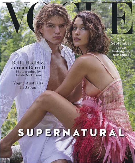 Jordan Barrett Couples Up with Bella Hadid for Vogue Australia's Cover ...