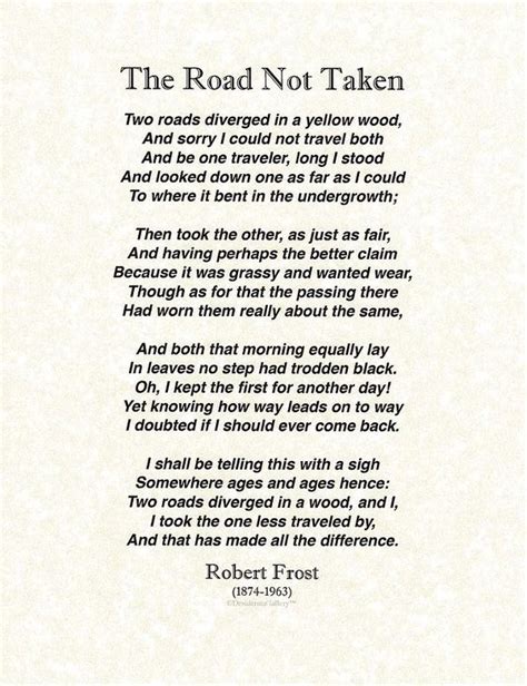 The Road Not Taken by Robert Frost on Parchment Art Print by Desiderata ...