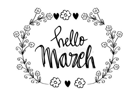 Hello March lettering stock illustration. Illustration of blossom - 85896682