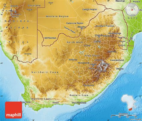 Südafrika Physik-karte