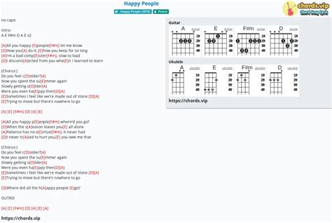 Chord: Happy People - tab, song lyric, sheet, guitar, ukulele | chords.vip