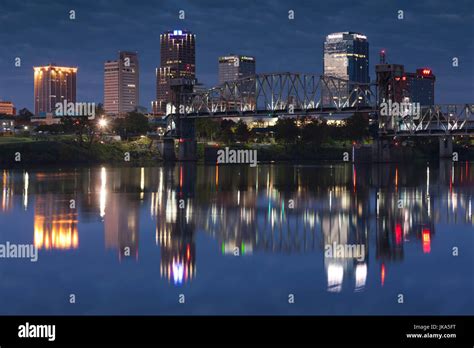 USA, Arkansas, Little Rock, city skyline from the Arkansas River, dawn Stock Photo - Alamy