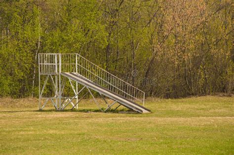 The Old Metal Slide in the Playground Stock Image - Image of stairs ...