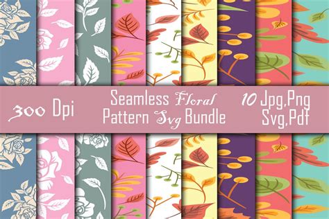 Seamless Floral Pattern Svg Bundle Graphic by Creative Design Store ...