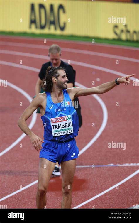 Gianmarco TAMBERI celebrating after winning the High Jump at the ...