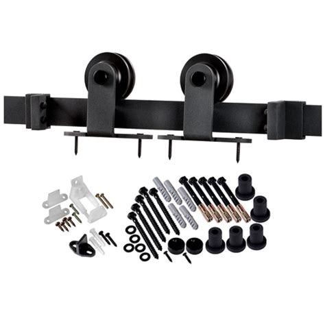 MMI Door 78-3/4 in. Matte Black Top Mount Barn Door Hardware Kit-Z028965 - The Home Depot