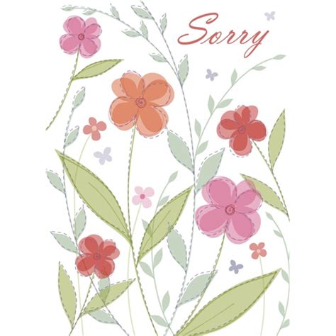 Sorry Card - Cut-out Flowers