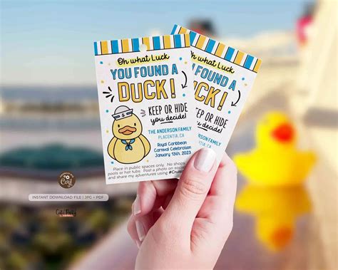 Editable You found a Duck Cruising Ducks Tag template Cruise ship rubb – Cute Party Dash ...