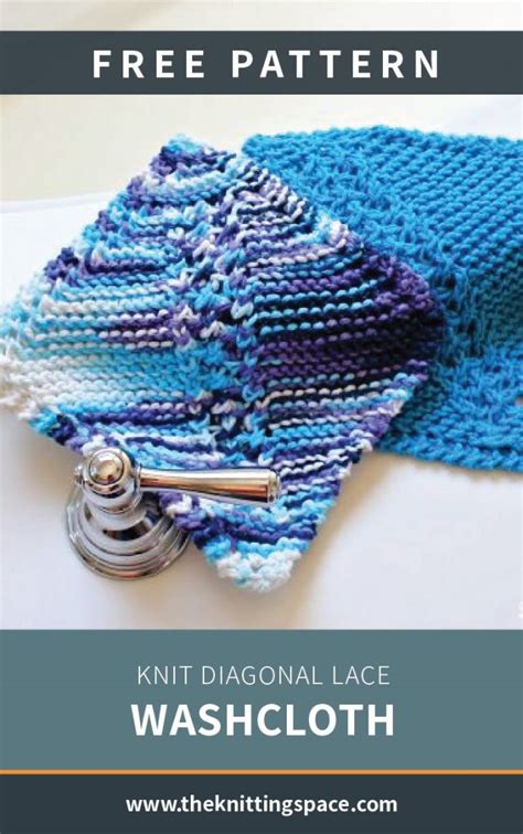 Knit Diagonal Lace Washcloth [FREE Knitting Pattern]