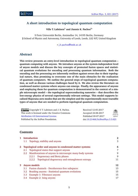 (PDF) A Short Introduction to Topological Quantum Computation