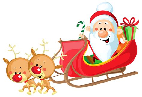 Santa Claus's reindeer Sled Clip art - Cute Santa with Sleigh PNG ...