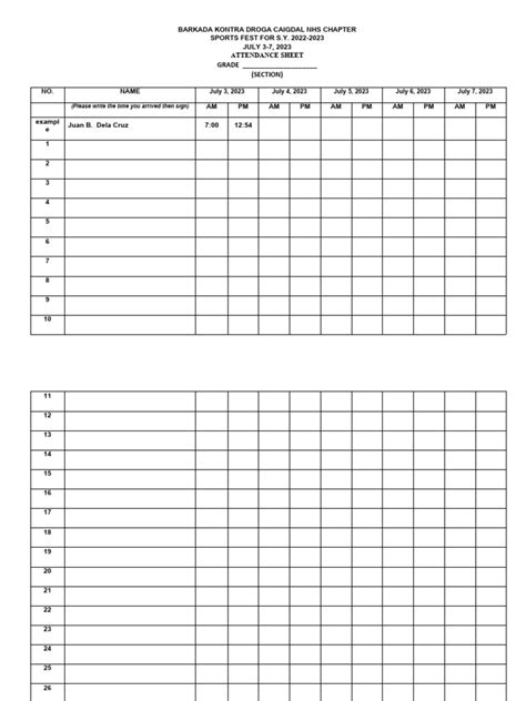 Attendance Sheet | PDF