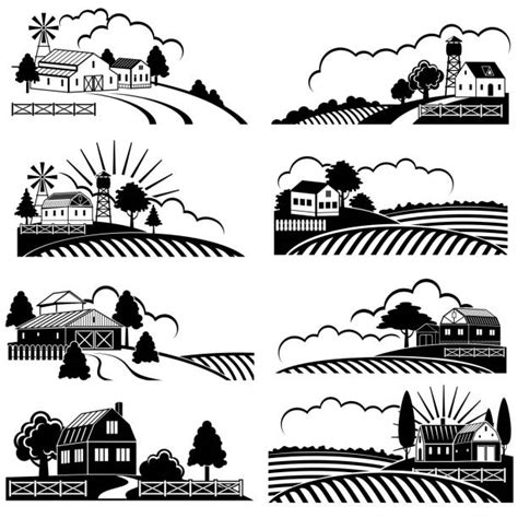 Royalty Free Black And White Landscape Clip Art, Vector Images ...