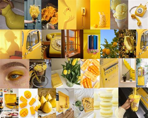 Wall Collage Kit Yellow Aesthetic /aesthetic Wall Collage / - Etsy